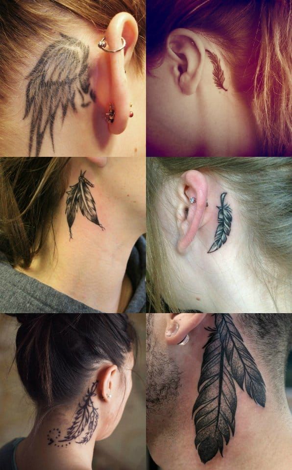 41 Cool Behind the Ear Tattoo Designs  Feather tattoos Behind ear tattoos  Ear tattoo
