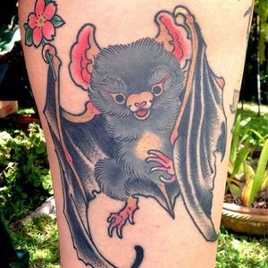 Bat Tattoo by Moroko Gon #bat #japanese #japaneseartist #traditionaljapanese #asian #oriental #MorokoGon