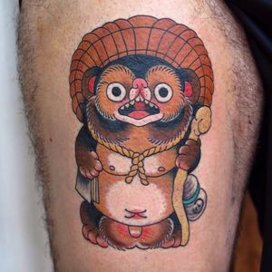 Tanuki Tattoo by Moroko Gon #tanuki #japanese #japaneseartist #traditionaljapanese #asian #oriental #MorokoGon