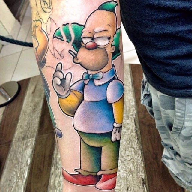 TattooSnobcom  Krusty the Clown tattoo by flipshades whonis currently  traveling throughout the States Hell be stopping in OKC Denver  Minnesota Philadelphia Omaha and Iowa over the next couple of  months Follow 