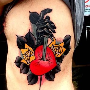 Heart and dagger tattoo by Mike Stockings #MikeStockings #heartanddagger #heartanddaggertattoo #heart #dagger #knife