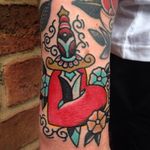 Heart and dagger tattoo by Dock Street Tattoos #heartanddagger #heartanddaggertattoo #heart #dagger #knife