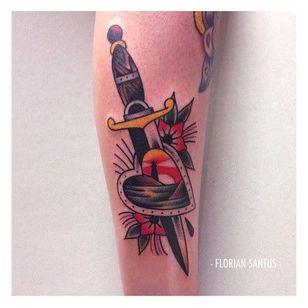 Heart and dagger tattoo by Florian Santus #FlorianSantus #heartanddagger #heartanddaggertattoo #heart #dagger #knife