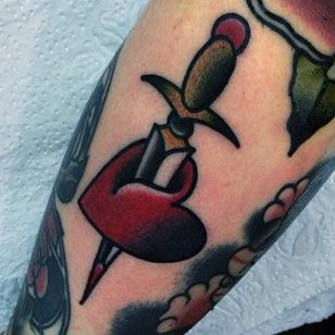 Heart and dagger tattoo by Lenny Lenert #LennyLenert #heartanddagger #heartanddaggertattoo #heart #dagger #knife