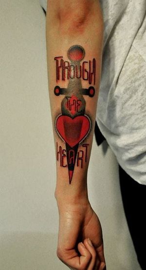 Heart and dagger tattoo by Aleksander Surowiec #AleksanderSurowiec #heartanddagger #heartanddaggertattoo #heart #dagger #knife