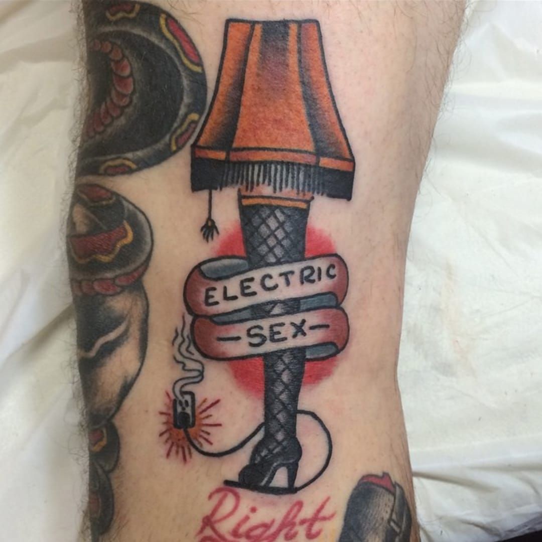 Christmas Story Leg Lamp freshly done by Miles at Working Class KCMO  r tattoos