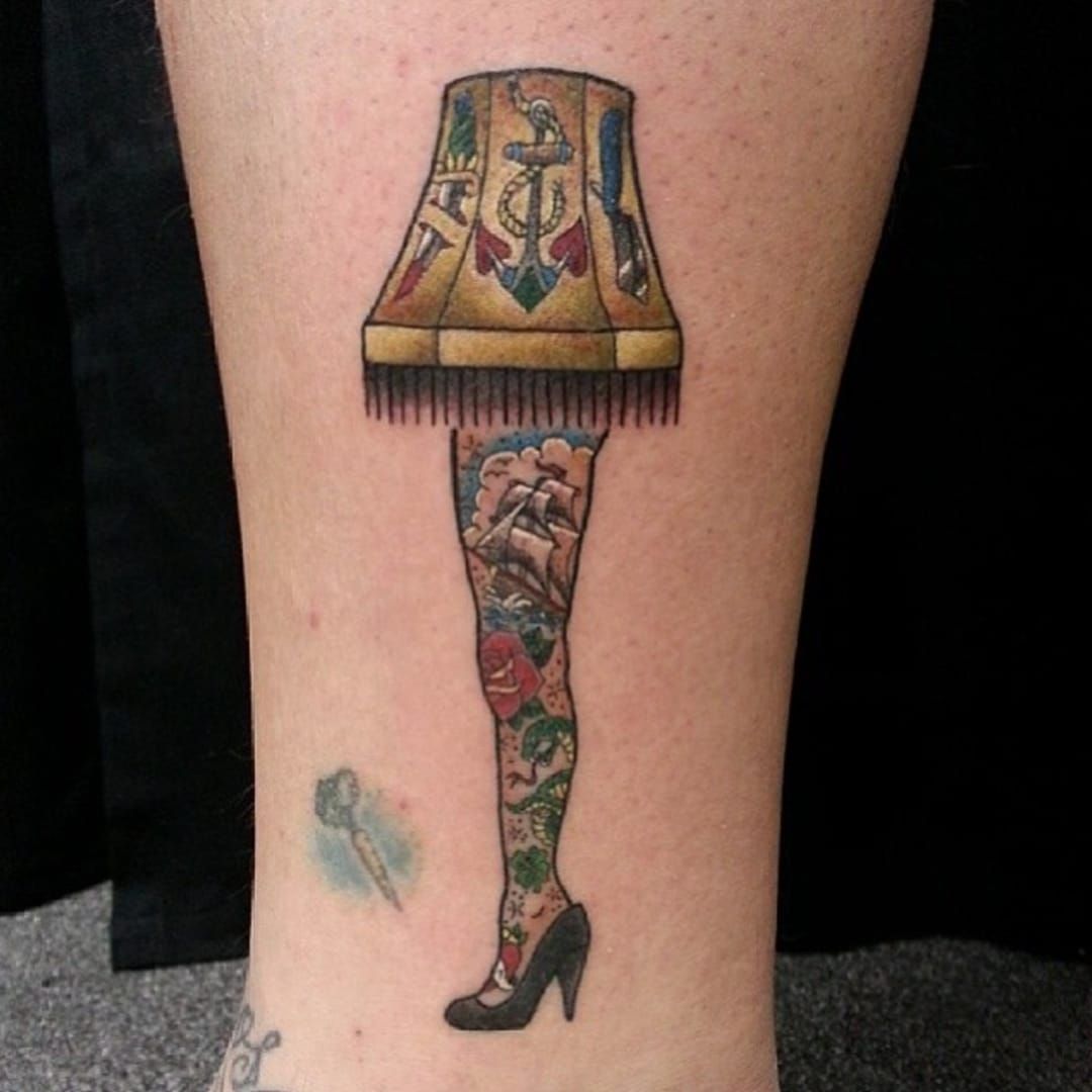 FRAGEELAY Leg Lamp Tattoo  Lamp tattoo Black lampshade Leg lamp