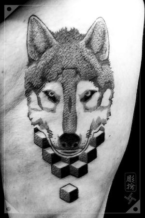 Wolf blackwork tattoo