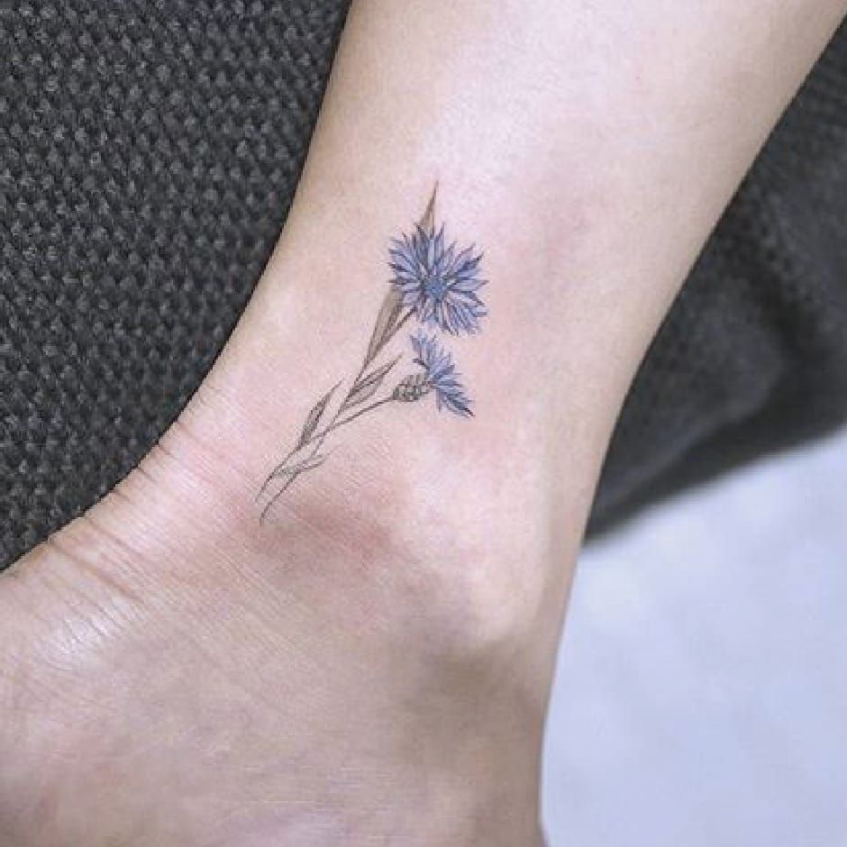 MicroNeedle / Blue Corn Flower Tattoo / NANDO TATTOO WORK [난도타투] - YouTube