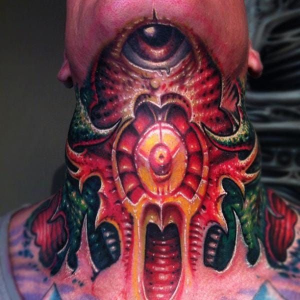 biomech neck tattoo by darkandlost on DeviantArt
