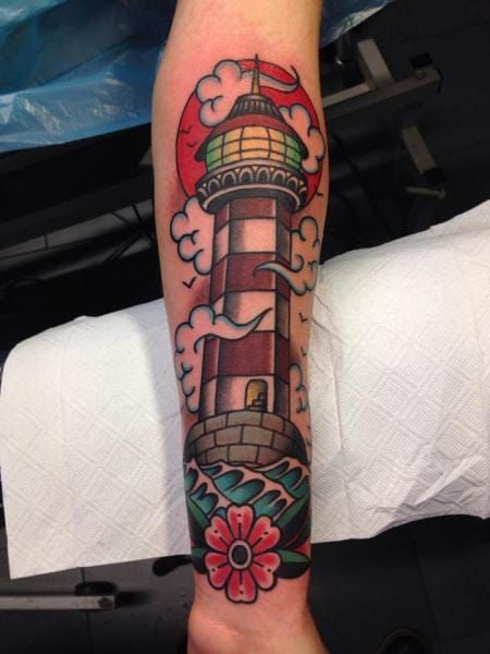 15 Colourful Lighthouse Tattoos • Tattoodo