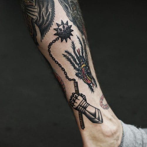 A knight in armor, tattoo, tattoo art, Black and grey | Stable Diffusion