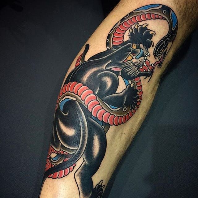 Traditional Tattoo Panther illustration