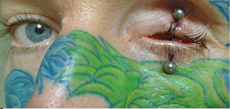 OMG, extreme eyelid piercing