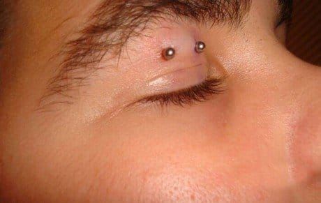 Crazy eyelid piercing