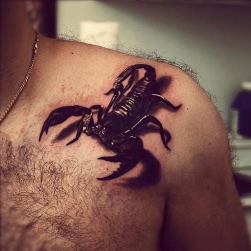 This guy must've had a lot of panicked reactions from people.. Scorpion 3D tattoo #scorpion