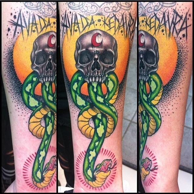 Badass work by Megan Massacre! #HarryPotter #MeganMassacre #darkmark #skull #snake