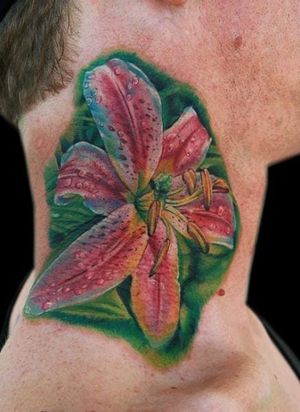 Cecil Porter did this amazing flower neck tattoo