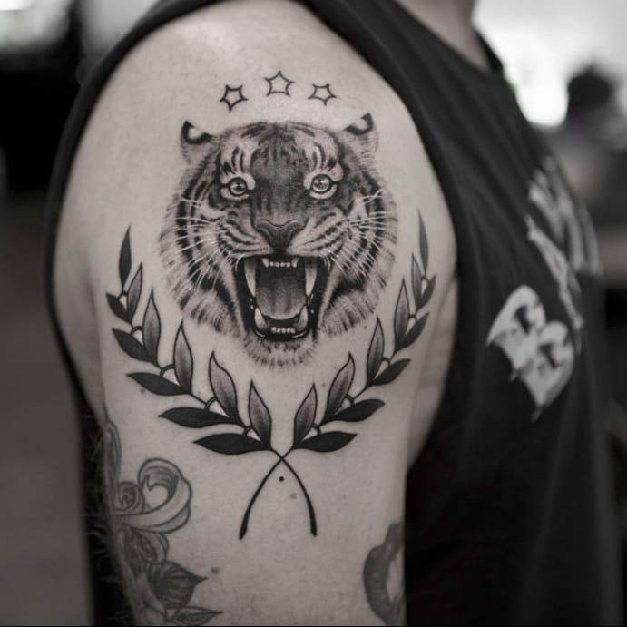 Tattoo uploaded by Teddy Hammarkvist  Tiger with woods Cover up   Tattoodo