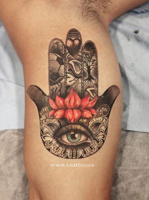 Impeccable Hamsa Tattoo Design by Miguel Bohigues #MiguelAngelBohigues #hamsa #hamsahand #spiritual #handofgod