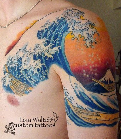 Hokusai Wave Tattoo by Liaa Walter