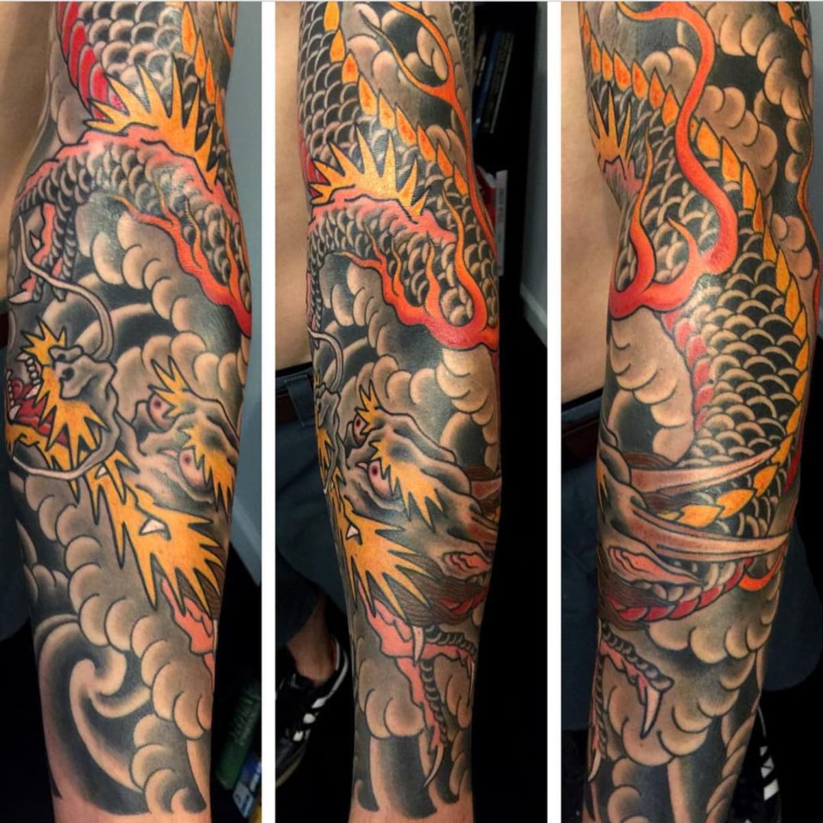 Tattoo Uploaded By Ross Howerton An Intense Traditional Japanese Dragon Sleeve By Chris O Donnell Ig Codonnell Nyc Chrisodonnell Dragon Irezumi Japanese Traditional Tattoodo