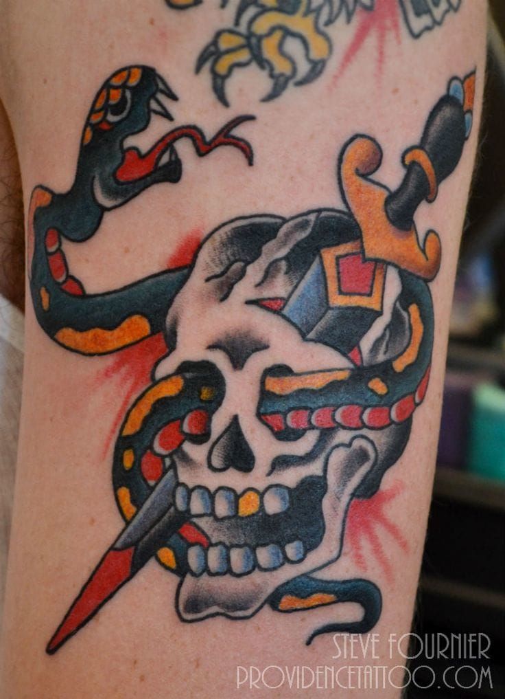 Ross K Jones  Sugar skull and Dagger tattoo by Ross K Jones