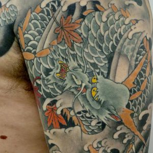An extremely intricate depiction of a dragon by Crez (IG—crez_adrenalink). #Crez #dragon #Irezumi #Japanese #traditional