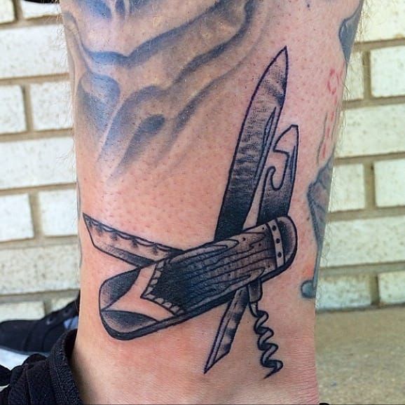 Amazing detailed Swiss army knife tattoo by Rebecca La Norma  Knife tattoo  Swiss army pocket knife Best pocket knife