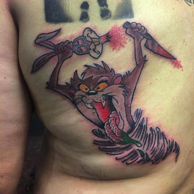Black Lotus Tattoo Mallorca  looney tunes tasmanian devil lets rock the  show Done and designed by our resident Artist Greytatt and a big  thanks to our client Alex for the trust