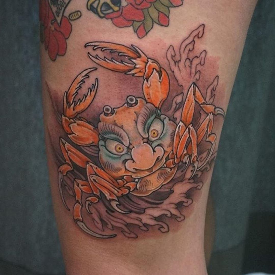 Samurai crab tattoo