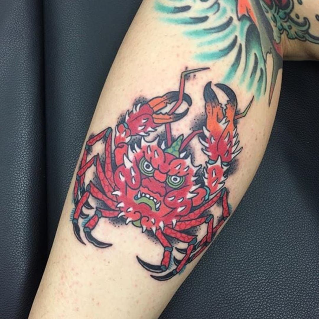 Traditional japanese Heikegani Crab Tattoo  by Patrick Hildenbrand  wastedempire  Crab tattoo Tattoos Eye tattoo