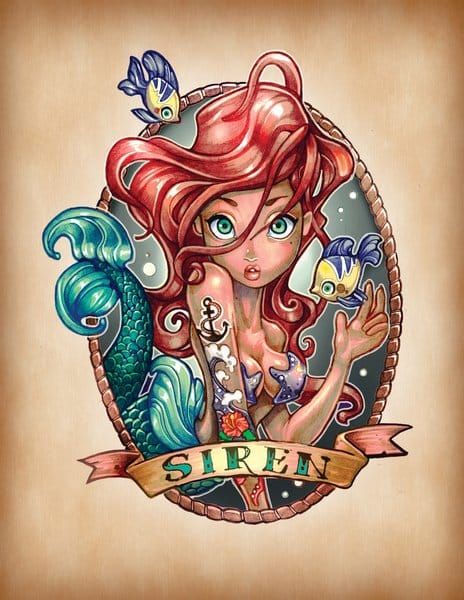 Ariel Pin Up Tattoo by MzXIII on DeviantArt