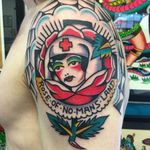 An old school style Rose of No Man's Land banger by Fergus Simms (IG—fergus_simms). #FergusSimms #ladyhead #RoseofNoMansLand #traditional