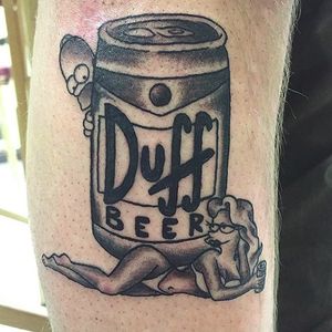 Duff piece by Jake MacQueen (via IG -- jakemacqueen) #jakemacqueen #duff #duffneer #dufftattoo #duffbeertattoo #thesimpsons #simpsonstattoo