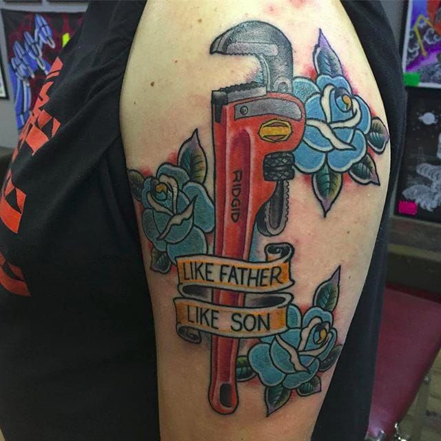 Joshua L Wilson on Instagram Stupid shark head pipe wrench  this is a  new stupid low Done with mavericktattoomercantile plumbing plumber  plumbinglife plumb