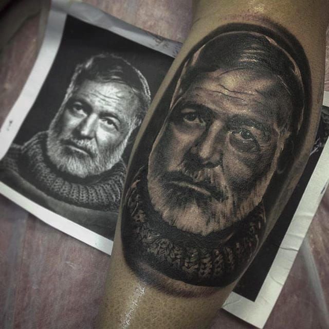 Ernest Hemingway  Hunter S Thompson by Jose Perez Jr TattooNOW