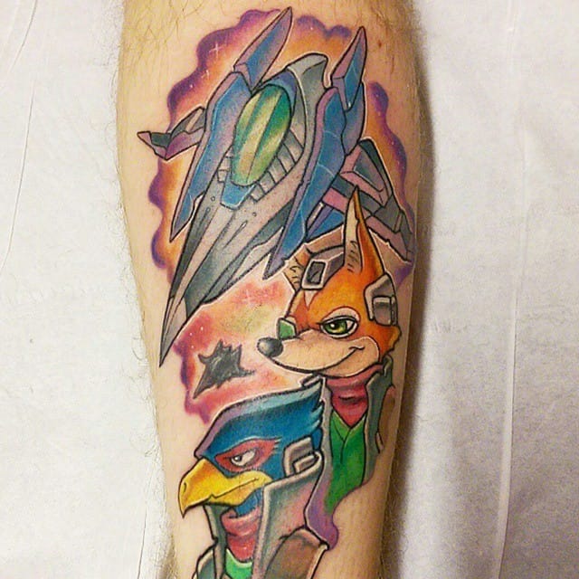 Captain Fox McCloud from SuperNintendo StarFox tattoo tattooed nerd fox  starfox mccloud captain nintendo super  Fox mccloud Nintendo tattoo  Fox tattoo