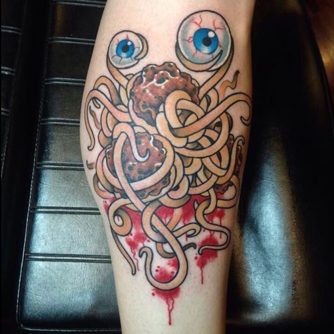 Flying spaghetti monster tattoo