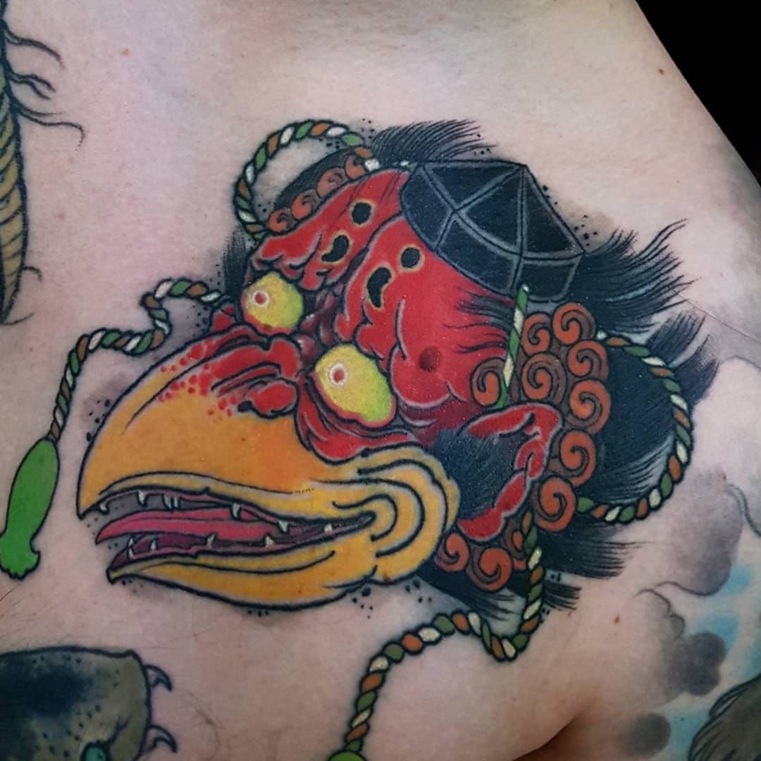 tengu mask by Dana Helmuth TattooNOW