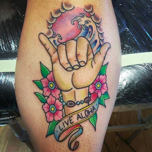 aloha hand sign tattoo
