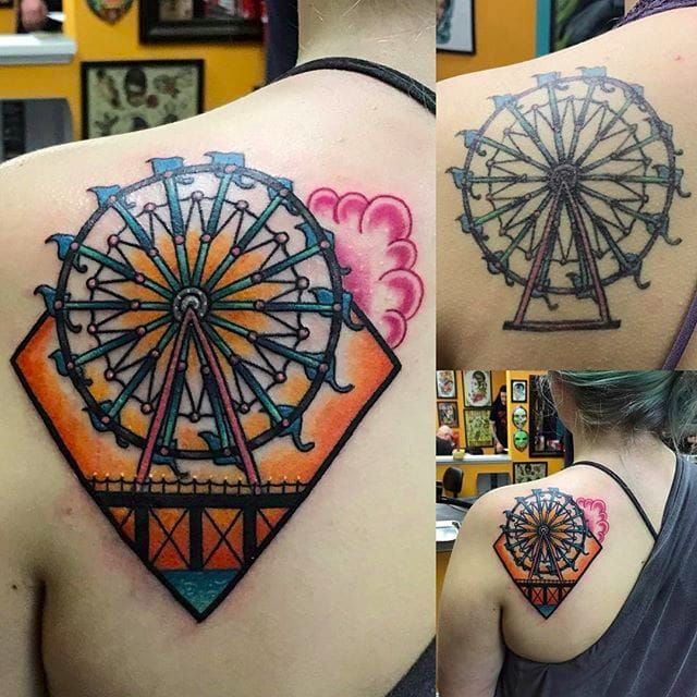 Tattoo uploaded by Xavier  Ferris wheel tattoo by Lauren Winzer Lauren  Winzer girly ferriswheel fairground carnival  Tattoodo