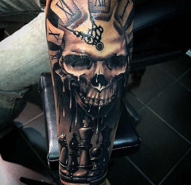 chess game inspired piece skull