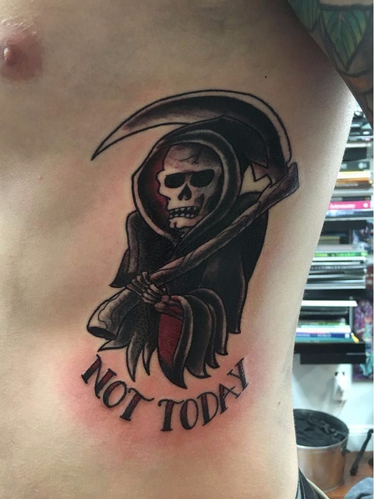 Feita pro Matt Flanagan #MattFlanagan #ceifador #ceifeirotattoo #reapertatto #reaper #grimreaper #morte #death #skull #caveira #nottoday #tradicional #traditional