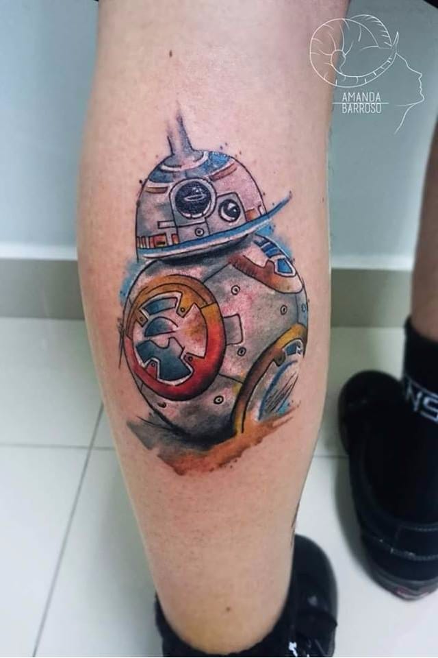 #AmandaBarroso #starwars #tatuadoresdobrasil #nerd #geek #filmes #movies #BB8 #robô #robot #colorida #colorful #aquarela #watercolor