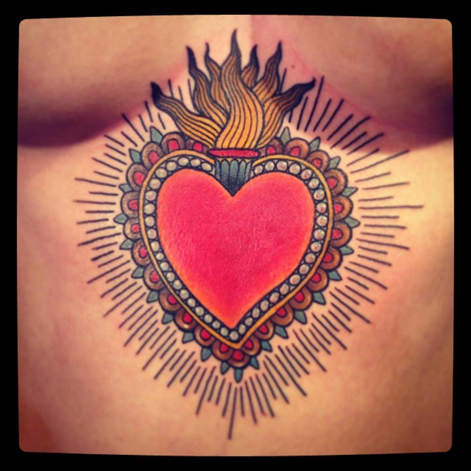 Tattoo uploaded by Tattoodo • Love the bright colors of this old school plexus sacred heart by Alix Gé... • Tattoodo Tattoo uploaded by Tattoodo • Love the bright colors of this old school plexus sacred heart by Alix Gé... • Tattoodo
