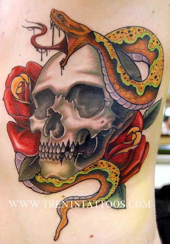 15 Potent Skull And Snake Tattoos • Tattoodo