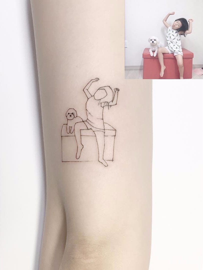 Por Playground Tattoo #PlaygroundTattoo #gringo #cute #fofo #minimalista #minimalist #small #pequeno #fineline #girl #garota #cao #cachorro #dog