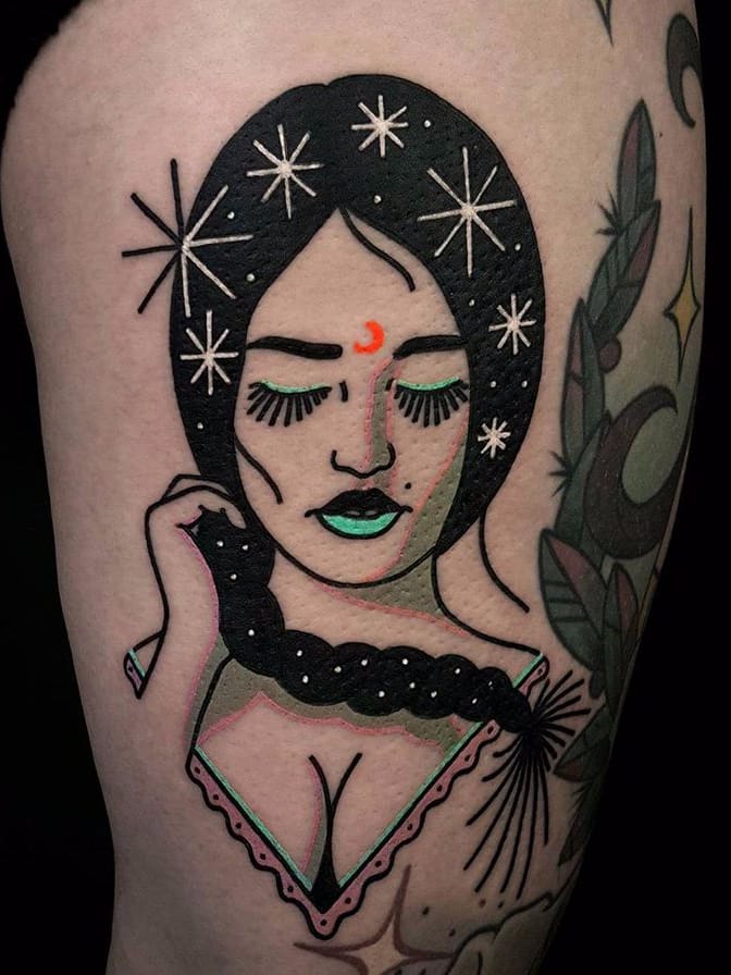 Por David Sz #DavidSz #gringo #psychedelic #psicodelico #colorido #colorful #woman #mulher #ceu #sky #star #estrela #lua #moon #dark