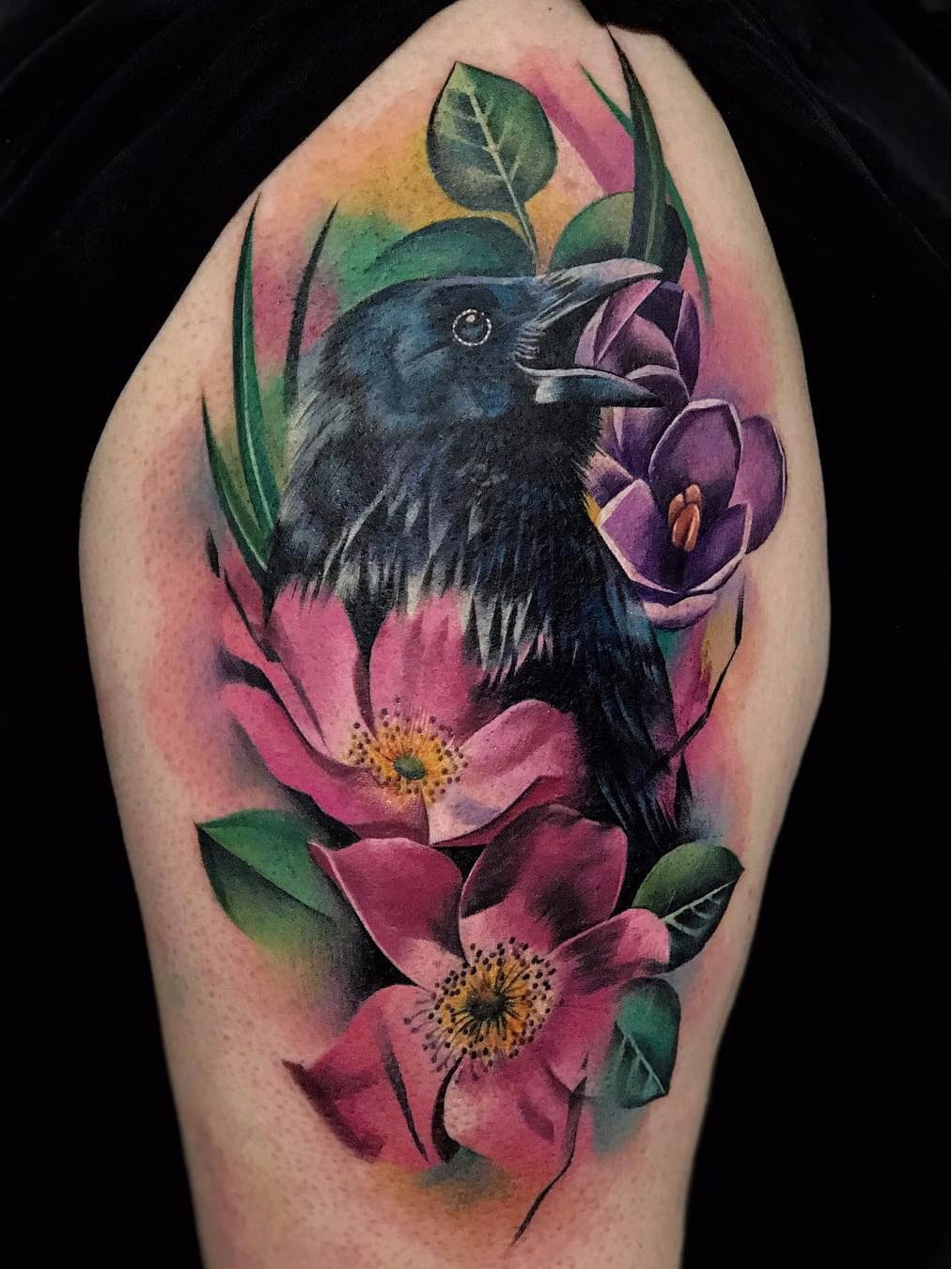 Por Freddie Albrighton #FreddieAlbrighton #gringo #colorido #colorful #realismo #realism #realismocolorido #ave #passaro #bird #flor #flower #nature #natureza #folha #leaf